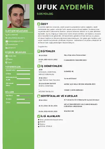 Sosyolog Cv Örnekleri cv indir